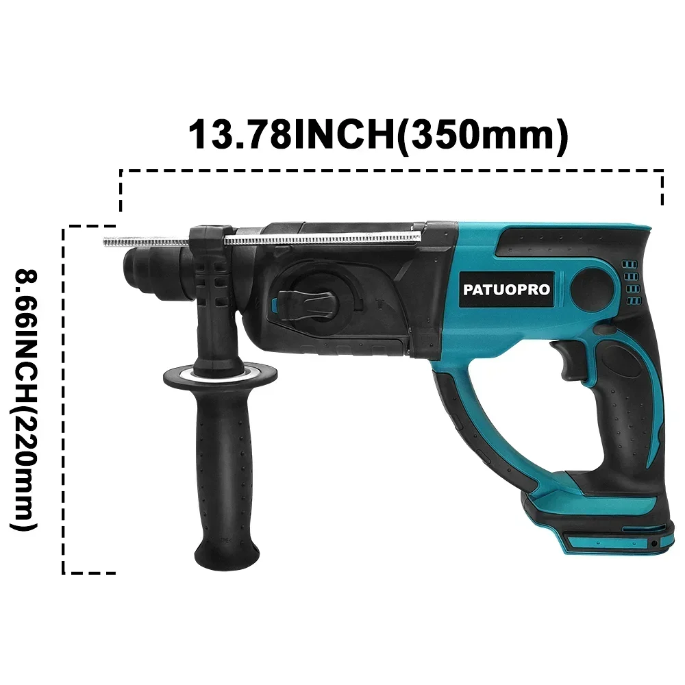 3 Functions Brushless Cordless Electric Rotary Hammer Rechargeable 28MM Hammer Drill Househeld Power Tool For Makita 18V Battery 3