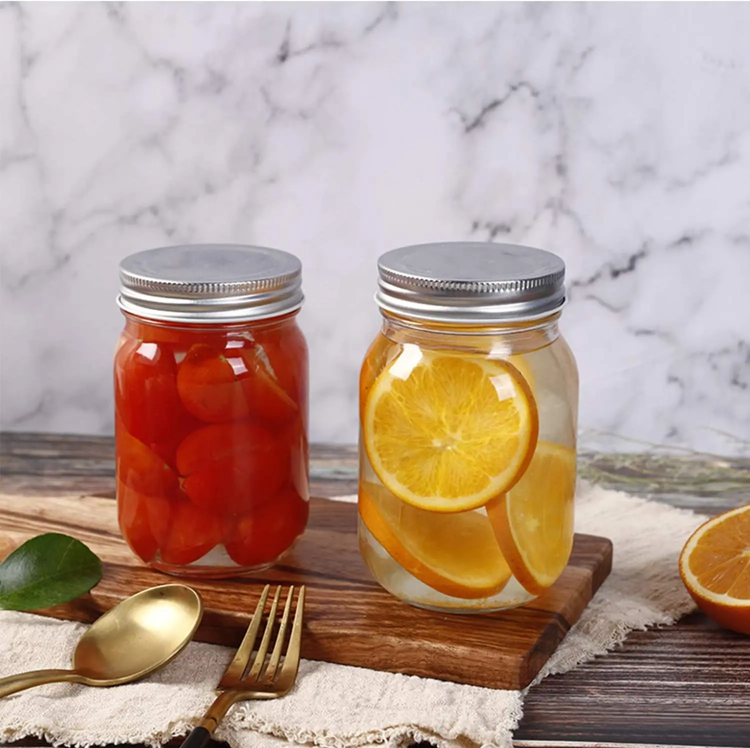450ML  Regular-Mouth Glass Mason Jars with Metal Airtight Lids and Bands for Canning, Preserving, & Meal Prep 5