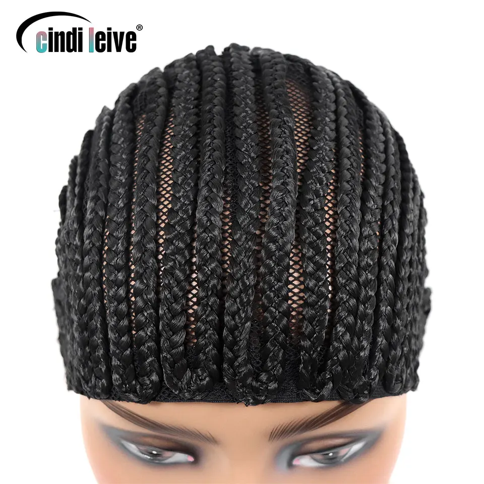 Wig Caps Black Braided Cap For Making Synthetic Wig Crochet Wig Cap In Cornrow Sew Hair Sew In Crochet Braided Caps Medium Size