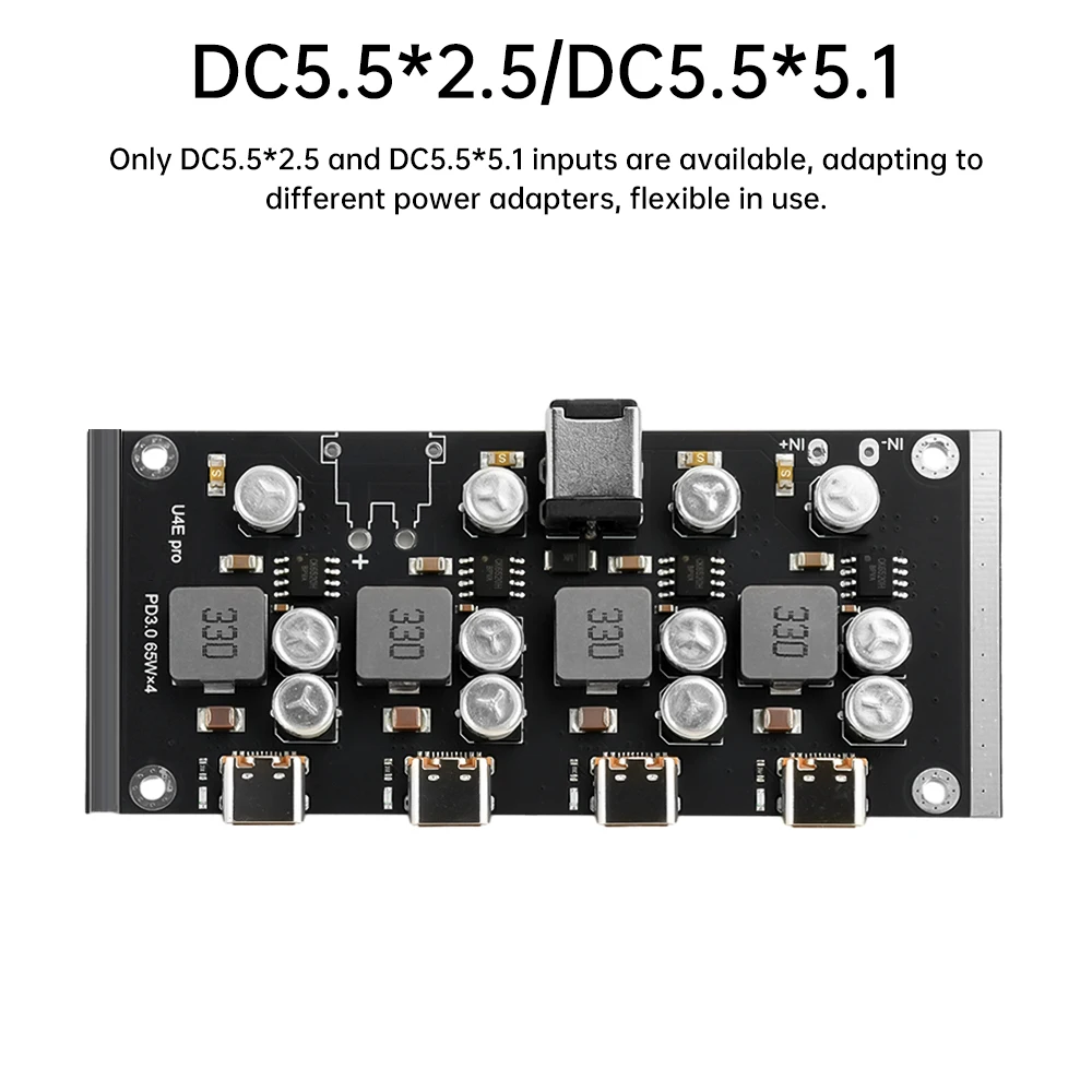 고속 충전 모듈 PRO 타입 C 인터페이스 지지대, 4 방향 PD65W, PD3.0/2.0 QC3.0/2.0 FCP AFC 고속 충전, DC5.5 * 2.5/DC5.5*5.1
