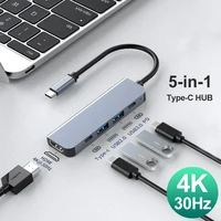 5-in-1 Type-C to HDMI Adapter USB C HUB 4K30Hz PD100W Docking Station USB-C 3.1 Splitter for MacBook iPad Pro Huawei USB 3.0 HUB - Image 2