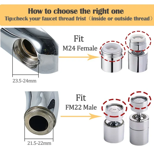 ฟังก์ชั่น Dual Anti-splash Bubbler ก๊อกน้ําห้องครัว Aerator 360 องศาหมุน Tap Water Diffuser ห้องน้ําน้ํากรองหัวฉีดผสม 5