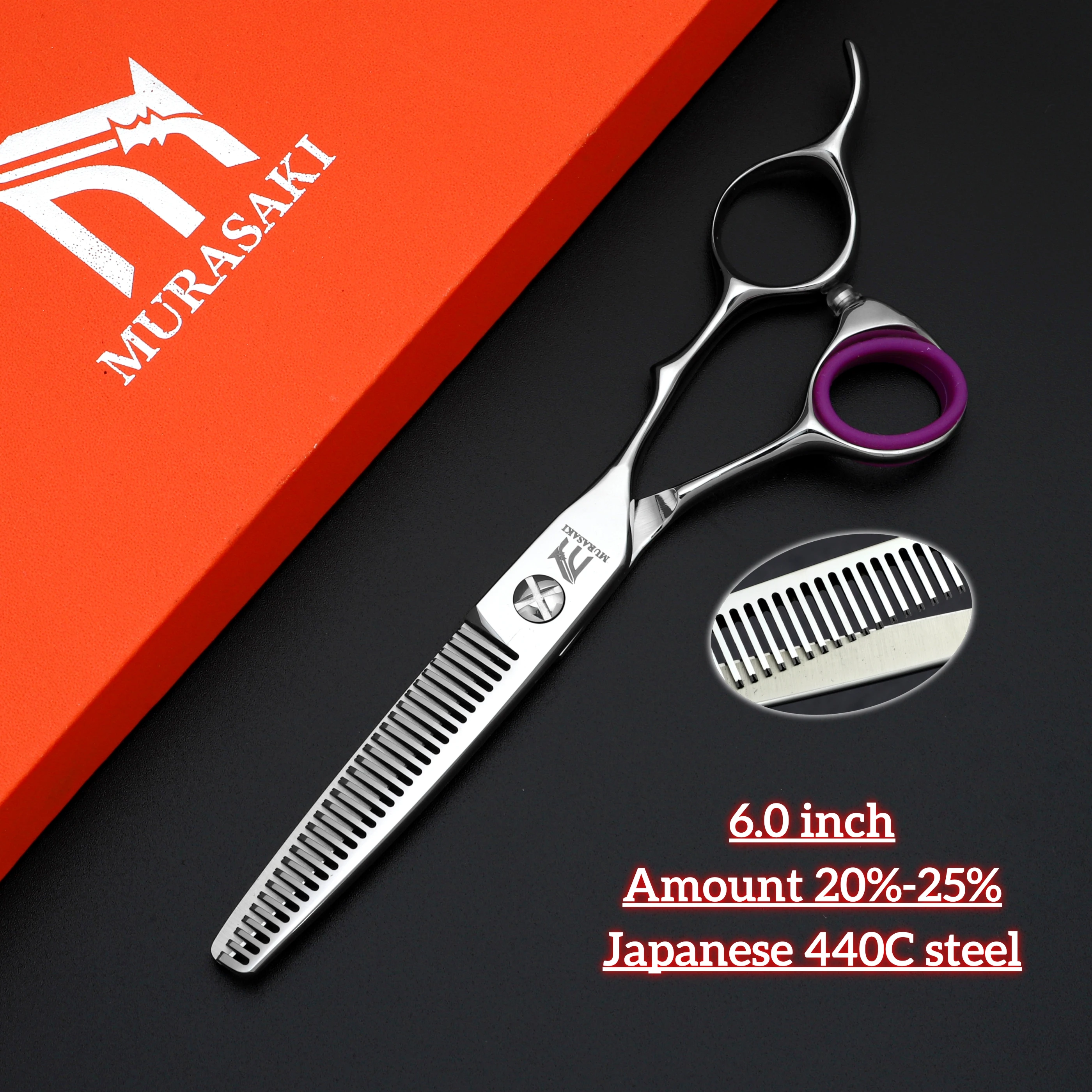 6인치 전문가용 숱가위, 일본 440C 강철 헤어 커팅 가위, 고품질 인체공학 이발소 액세서리