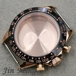 Luxury Sapphire Crystal Watch Case with 40mm Quartz Chronograph and High - Quality Ceramic Bezel, Water - Resistant (Rose Gold)