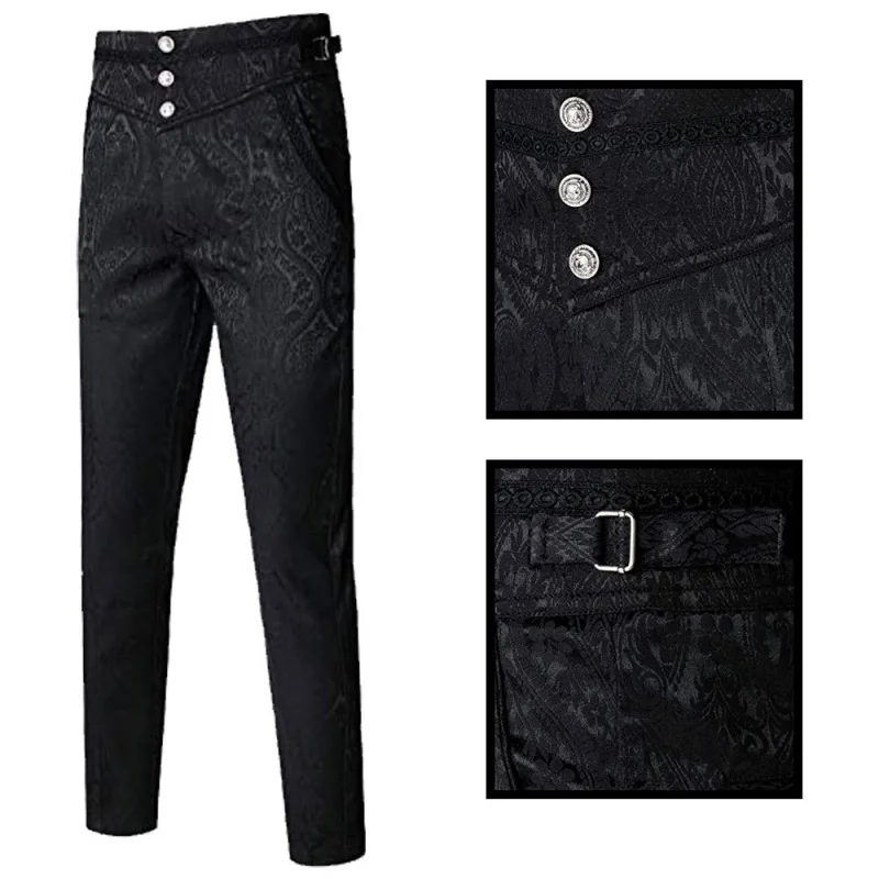 Gothic Vest Pants Combination, Halloween Men's Suit Vest Pants, Steampunk Victorian Stage Pantalon Performance Style Waistcoat 4
