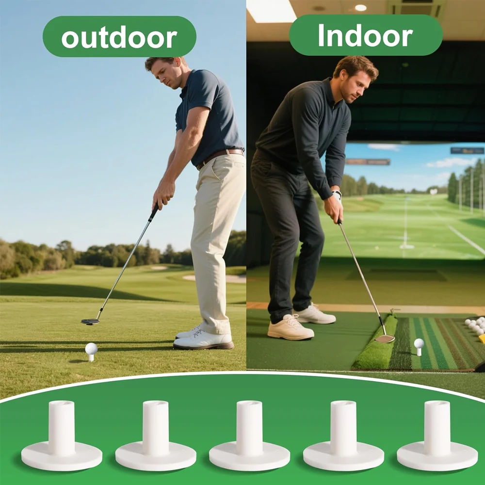 5Pcs Professional Rubber Golf Tees Holder For Golf Driving Range Tee Practice Tool White Indoor Outdoor Practice Mat