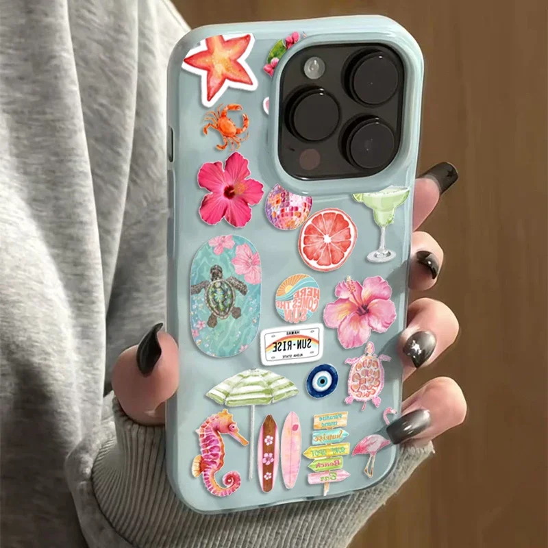 Ocean Serenity Soft Phone Case with Summer Flower & Seahorse Design
