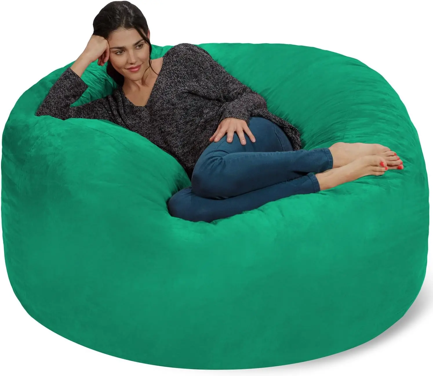 Sack Bean Bag Chair: Giant 5' Memory Foam Furniture Bean Bag-Big Sofa with Soft Micro Fiber Cover-Tide Pool