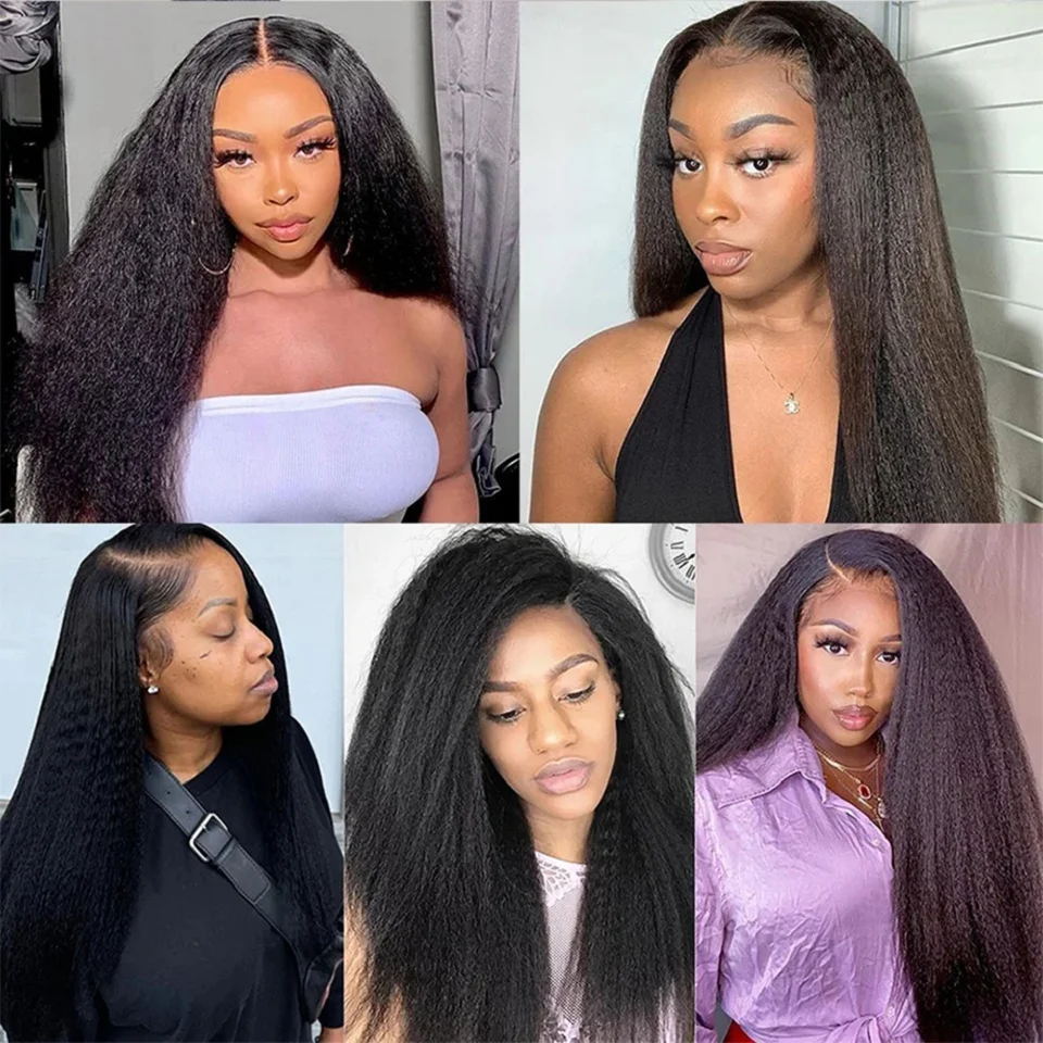 Human Hair Bundles 8-30Inch Brazilian Kinky Straight Hair Weave Bundle 1/3 Bundles Deal 100% Bulk Remy Human Hair Extension Soft Yaki Straight