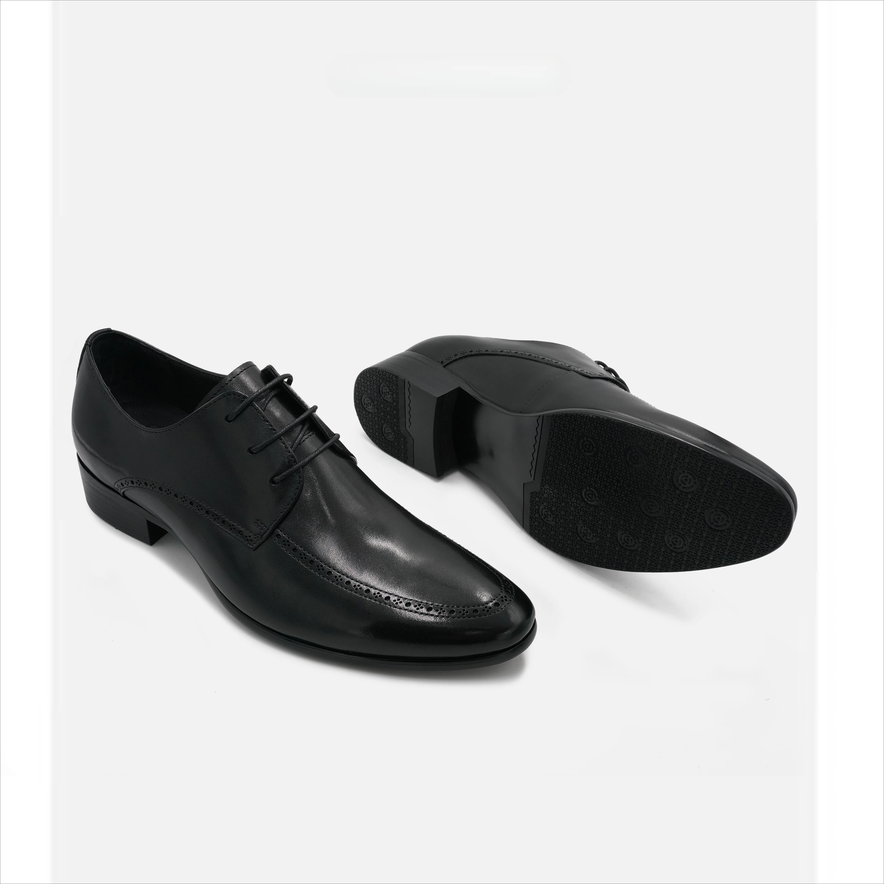 Spring New Men's Business Dress Shoes Leather Pointed Lace Up Casual Shoes 4