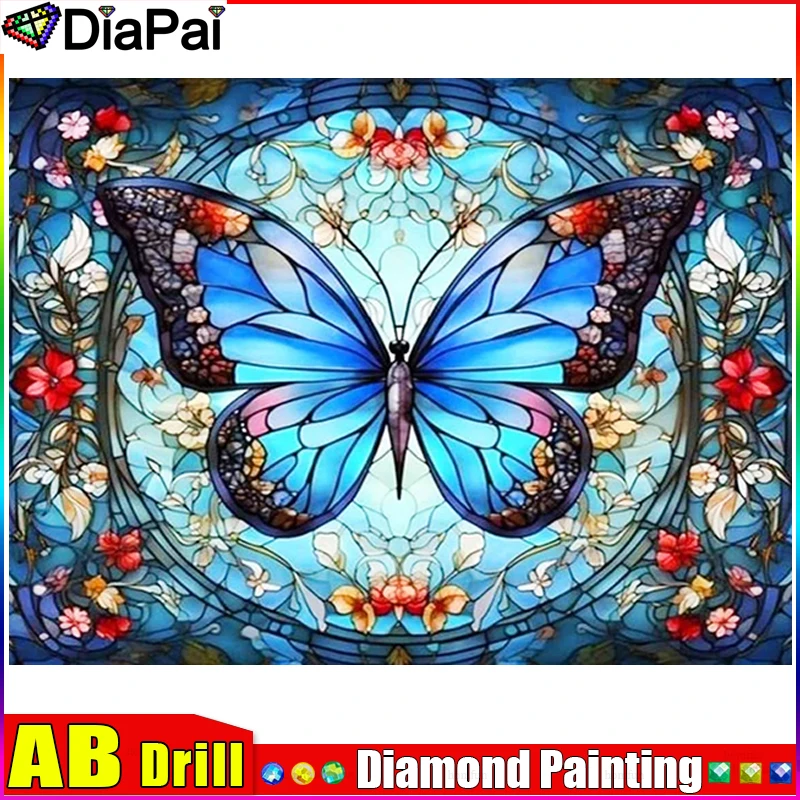 

DIAPAI AB 5D DIY Diamond Painting "Animal Butterfly Flower" Full Drill Resin Diamond Embroidery Cross Stitch Home Decor