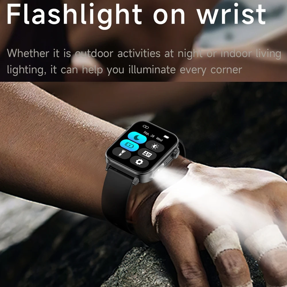 Type-C Fast Charging Smart Watch Men Women Health Manager Bluetooth Call LED Flashlight Waterproof Sport Fitness Smartwatches