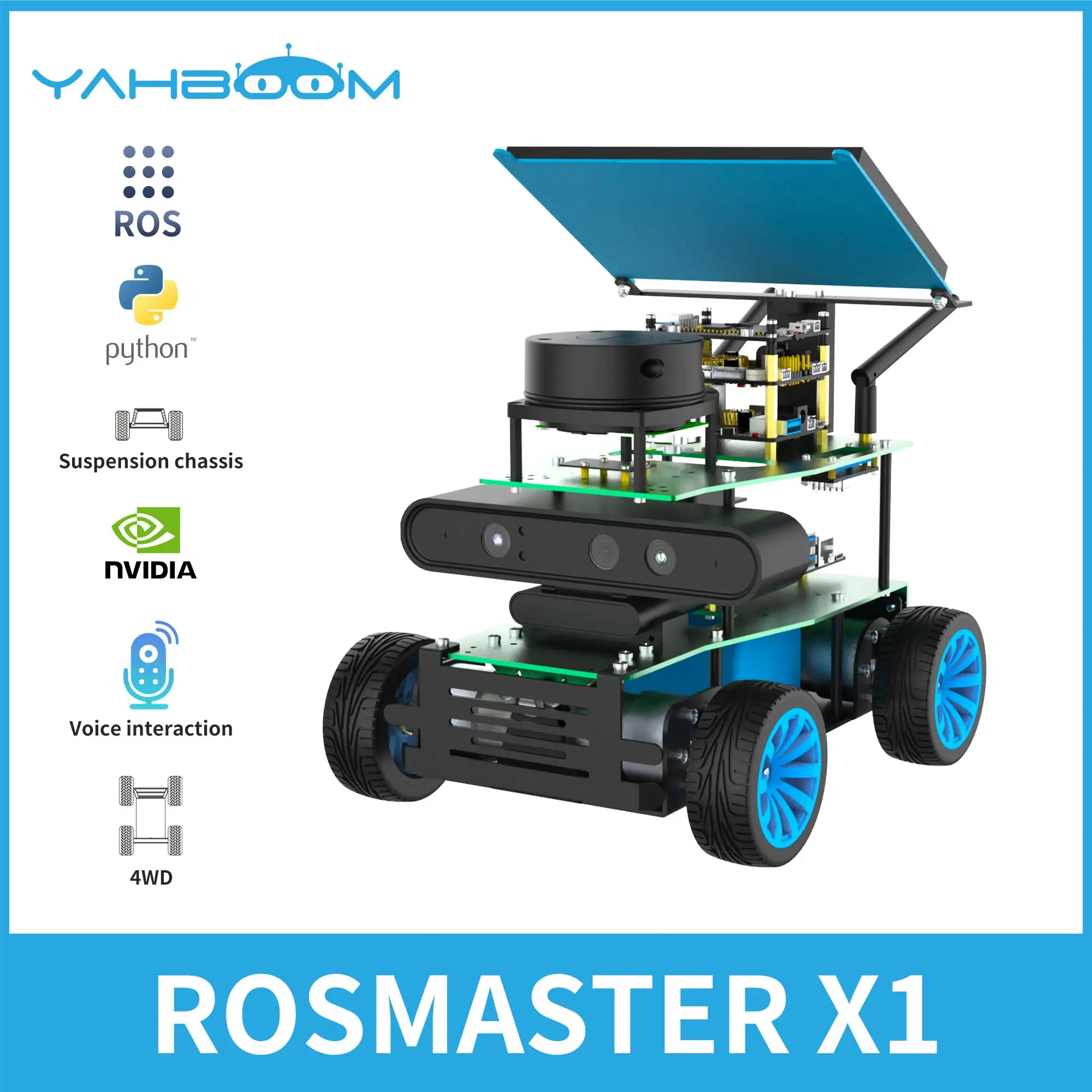 Yahboom Programmable 4WD Smart Car Robot Lidar 520Motor Speech Recognition for Jetson NANO Raspberry Pi 4B ROSMASTER X1 4wd turbopi mecanum wheel motor robot car for raspberry pi 4b 4gb camera for starters open source programmable robot car diy kit