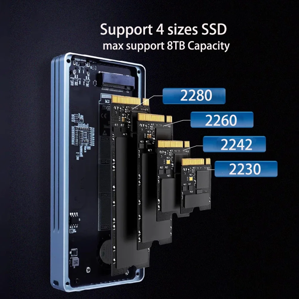 ITGZ 40Gbps M.2 NVMe SSD Enclosure with Cooling Fan Aluminum 8TB