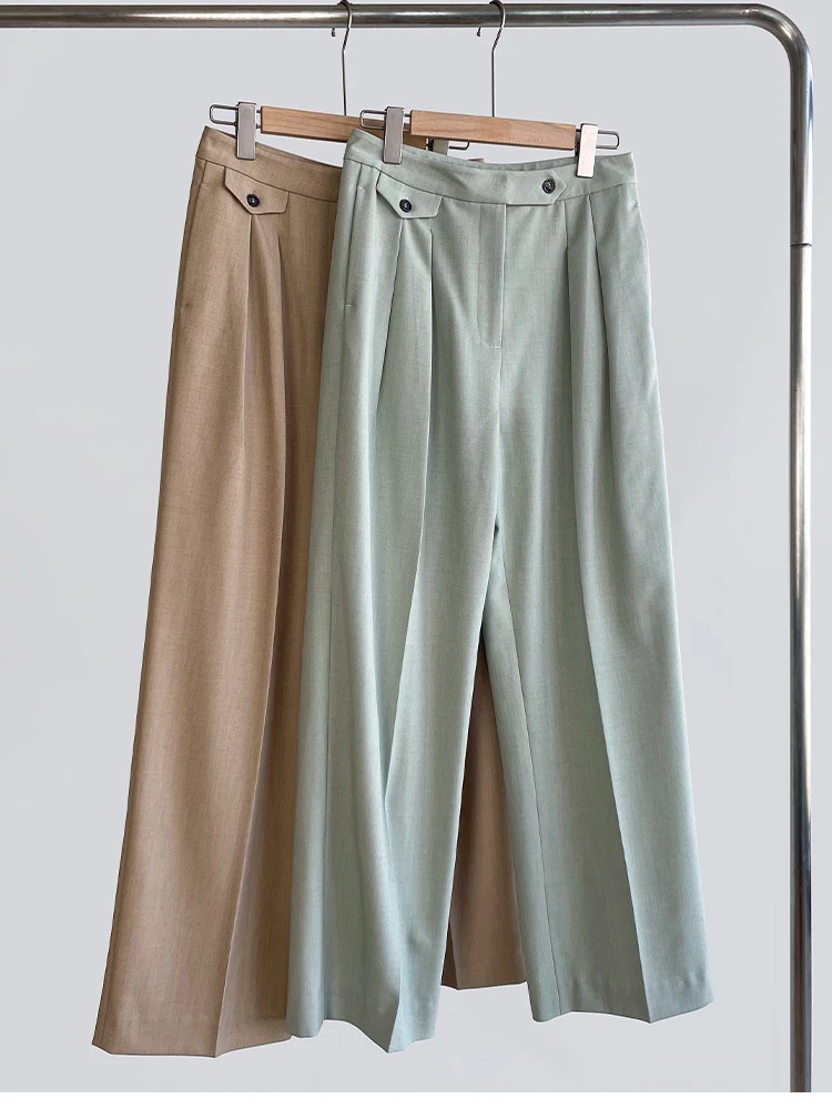 

2023 Early Autumn Commuting High Waist Straight Wide Leg Trousers