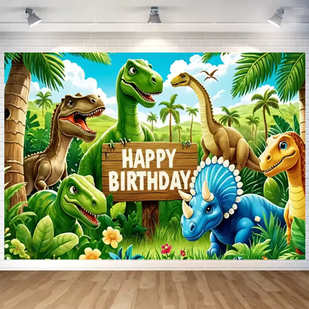Jurassic Park Dinosaurier Welt Thema Banner Hintergrund Tropischer Dschungel Party Geburtstag Fotografie Poster Dekoration Hintergrund Requisiten – Detail 3