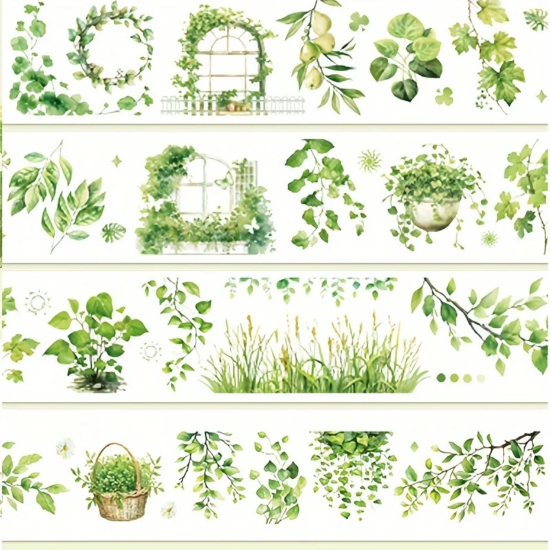 2m/Roll Spring Garden Country Style Trees and Grass PET Tape For DIY Sticker Scrapbooking Journal Collage Material 5