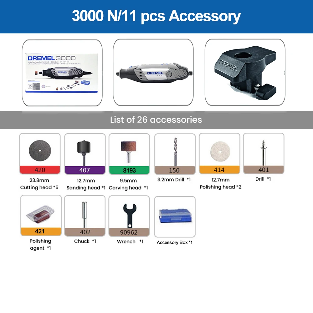 Dremel 3000 10/26 Variable Speed Angle Grinde Rotary Tool Multi Power Tools  Kit Sander Engraver