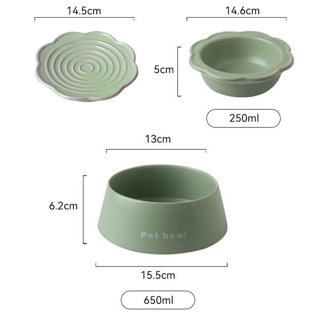 Cat Ceramic Bowl 3 in 1Multifunctional Pet Food Water Snack Plates Bowls Small Dogs Meal Plate and Water Bowl Combination Set 5