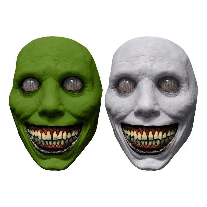 Maschera Sorridente Horror Cosplay Evil Latex Masks Halloween Dress Up Masquerade Party Spaventoso White Face Costume Puntelli