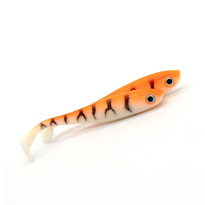 5 teile/los Weichen Köder Locken 3D augen t-schwanz 70mm 2,1g Wobbler Wurm Angeln Silikon Fisch künstliche Köder Angeln Für Jig Kopf – Detail 10