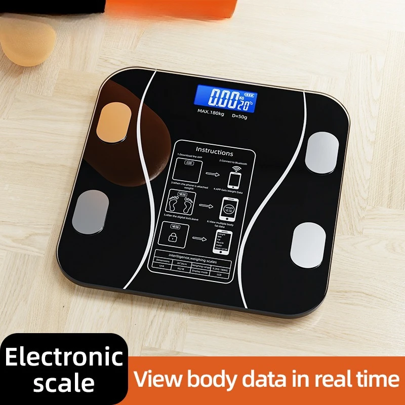 Wiederaufladbare, smarte Bluetooth-Körperanalysewaage mit App-Synchronisierung (BMI, Muskelgewicht) für Zuhause_voghion.com