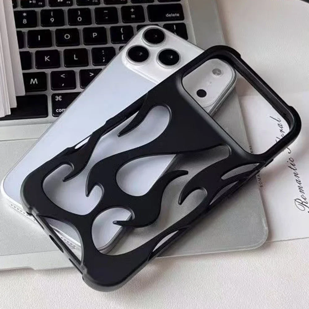 Flame Fire Heat Dissipation Electroplated Matte Design Phone Case