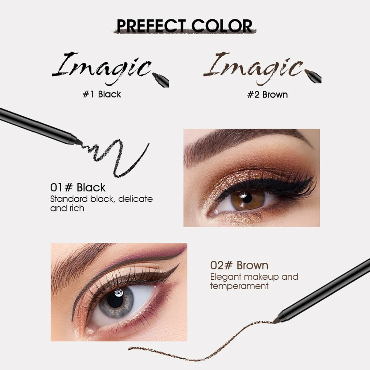 IMAGIC Black/White Eyeliner Waterproof Long-lasting Fast Dry Not Blooming Smooth Easy to Wear Sweatproof Women Korean Cosmetics