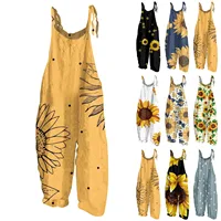 Sunflower Pattern Overalls For Women Fashion Slim Jumpsuit Women Casual Loose Romper For Women Mono Deportivos Mujer Gym - Image 2