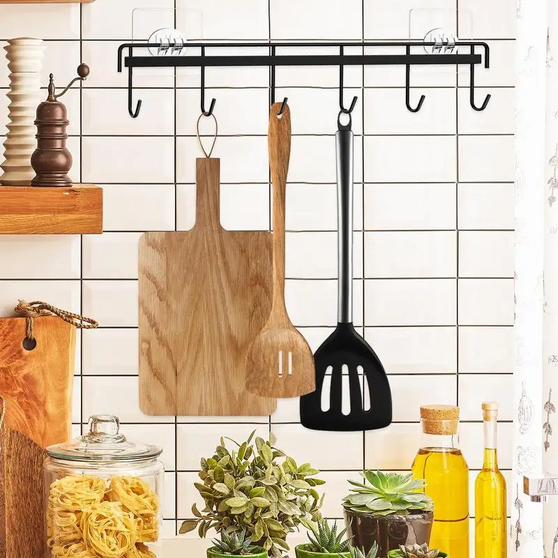 

Kitchen Hanger Iron Hooks Shelf Free Of Punch Rack Multifunction Hanger For Kitchen Gadgets Cabinet Cupboard Dish Organizer