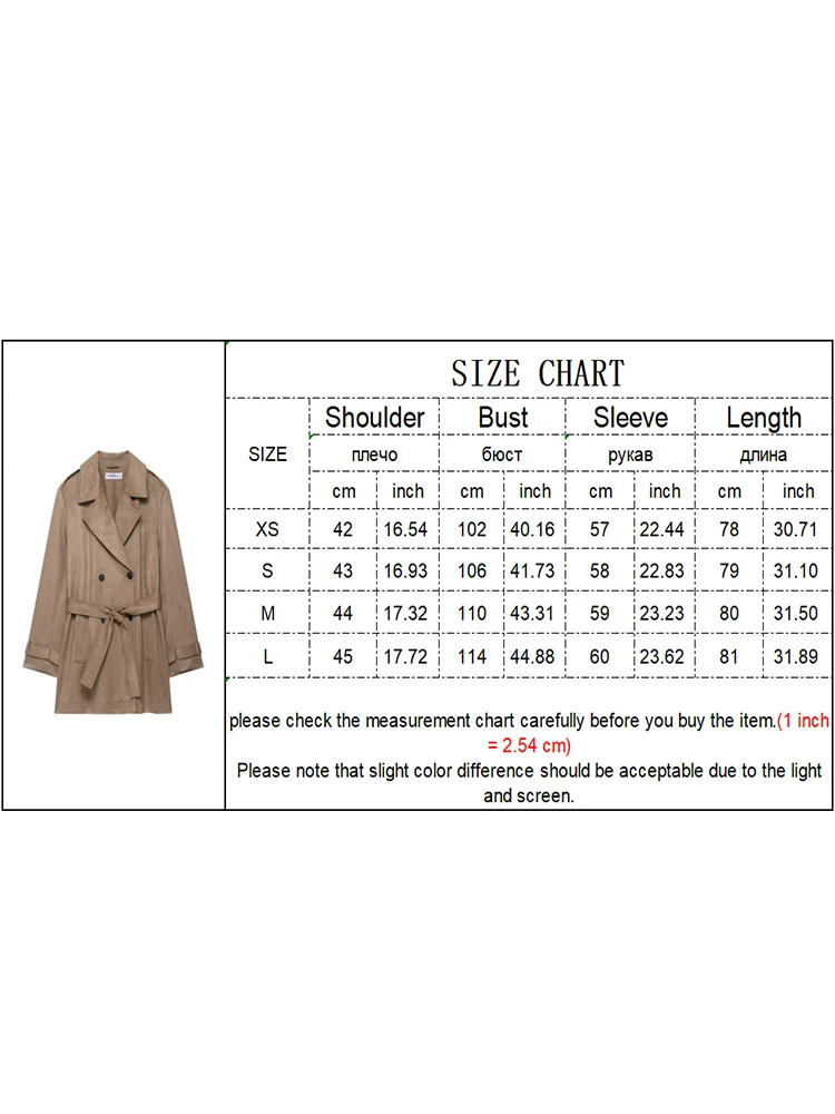 Casual Ladies Suede Trench Coat Chic Double-breasted Lapel Solid Long Windbreak With Belt Autumn New Fashion Women Streetwear