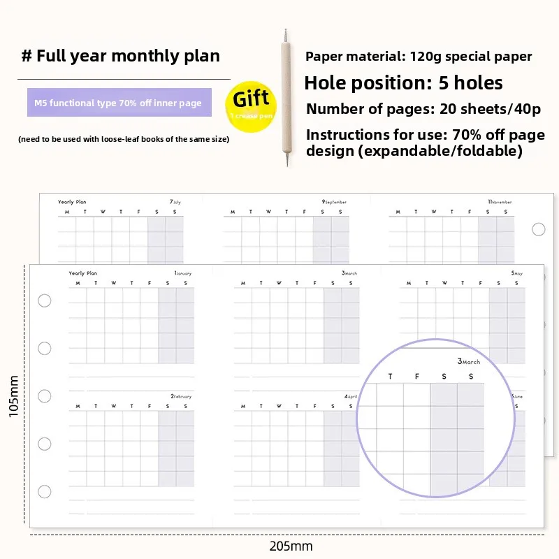 Deluxe Three-Fold Monthly Calendar & Loose Leaf Planning Diary