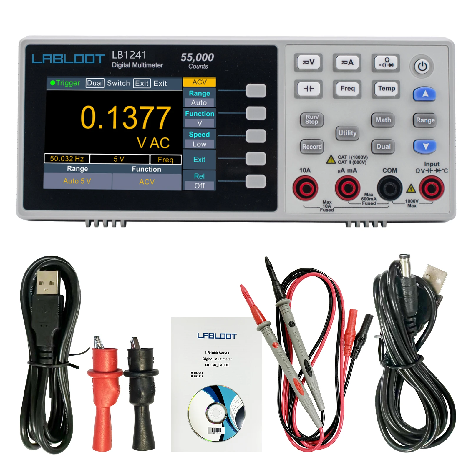 

Labloot LB1241 3.7in LCD Mini Desktop Digital Multimeter High Accuracy Universal Desktop Multimeters True RMS with Batteries