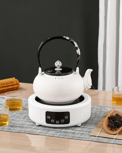 Walnut Electric Ceramic Stove Tea Cooker Glass Kettle White Tea Tea Brewing Pot  Small Electric Heating Tea Stove Set - AliExpress