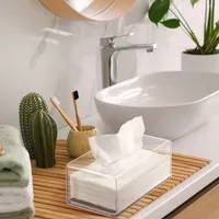 1pcs Clear Tissue Dispenser Box Plastics Transparent Restaurant Hotel Tissue Box Paper Rack Kitchen Organization Tissue Boxes 2