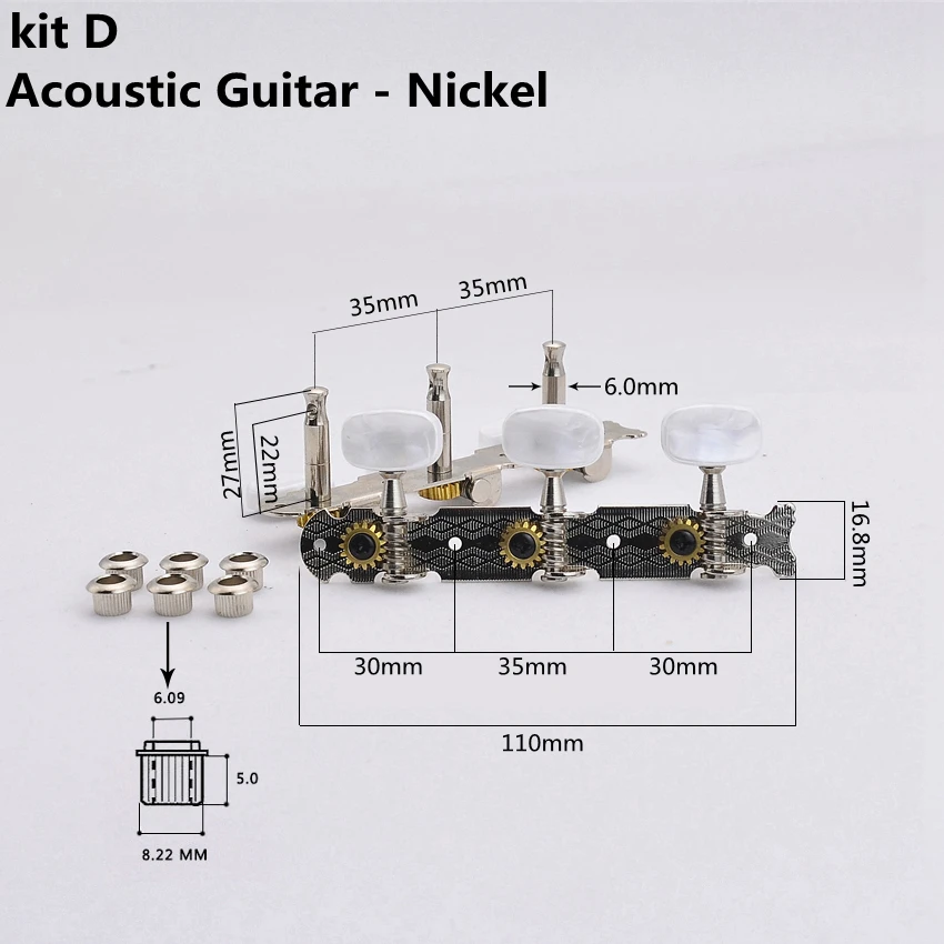 Classical Guitar 9.9mm Machine Heads Tuners Acoustic Guitar 6.0mm Machine Heads Tuners 1 Set