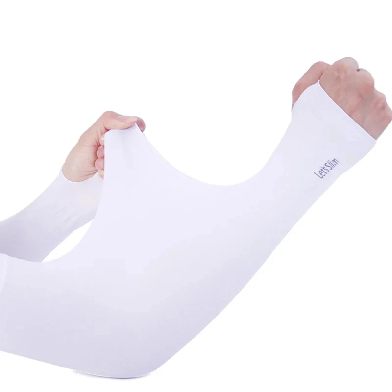 Summer UV Solar Arm Sleeves Fingerless Gloves Ice Silk Elastic Arm Cover for Men and Woman