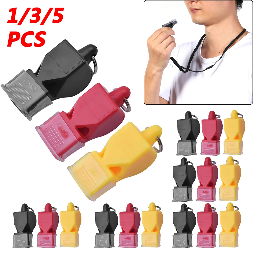 1/3/5PCS Plastic Whistle Sports Whistle Portable Loud Crisp Sound Whistle Multifunctinal for Football Basketball Sports