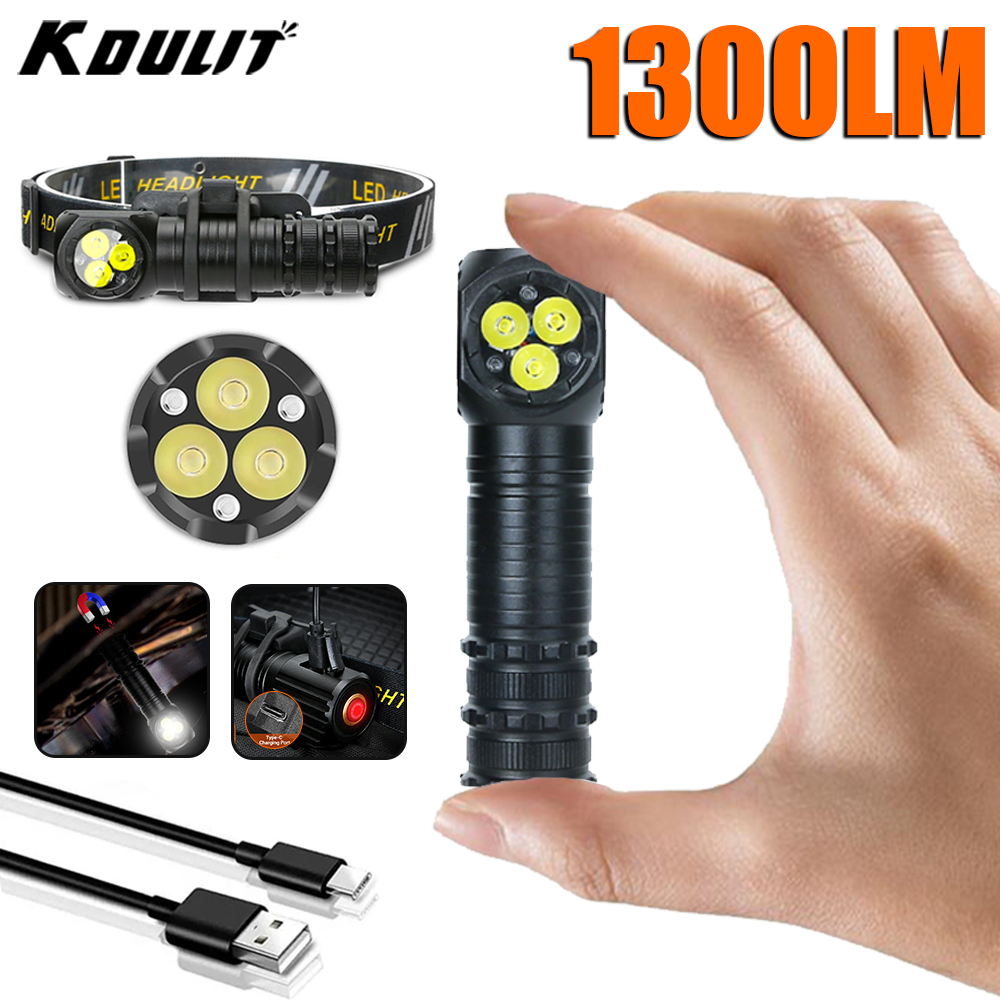 1300LM High Power Led Flashlight USB Rechargeable MINI EDC Torch With Tail Magnet 18650 Battery Outdoor Camping Fishing Lantern