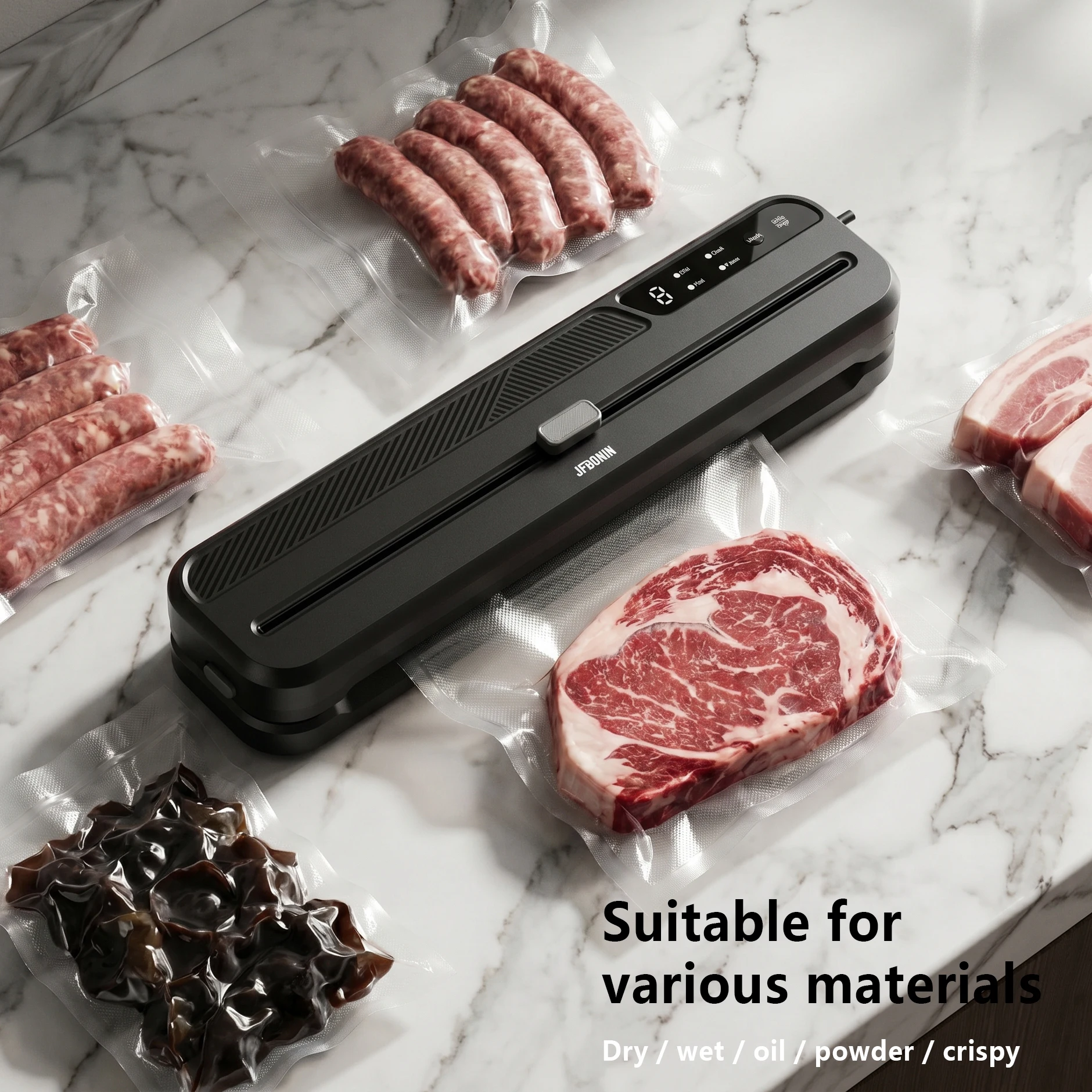 JFBONIN Electric Vacuum Sealer with Built-in Cutter Knife for Dry And Wet Food Kitchen Food Storage Packaging Sealer 3