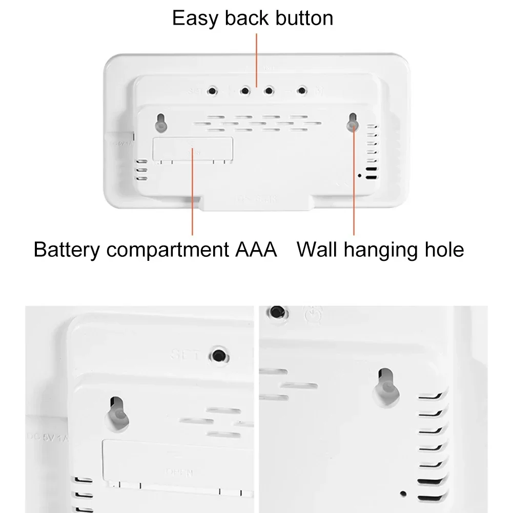 Digital Wall Clock 1pc LED Digital Wall Clock Temperature Date Week Display Table Alarm Clocks Voice Control Electronic Clock Brightness Adjustment