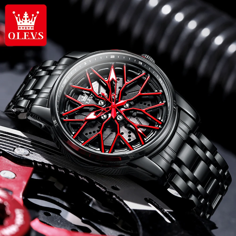 OLEVS 3701 Man Watch 30M Waterproof Fashion Hollow Quartz Watch For Men Steel Strap Top Brand Original Luminous Men's Wristwatch