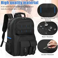 Sac à dos à outils, sac à outils robuste avec épaule rembourrée et organisateur d'outils amovible, sac à dos de travail résistant à l'eau, pour électriciens 5