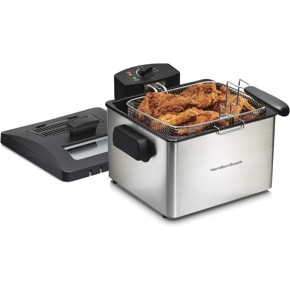 35042 Professional Style Electric Deep Fryer, XL Frying Basket, Lid with View Window, 1800 Watts, 21 Cups / 5 Liters