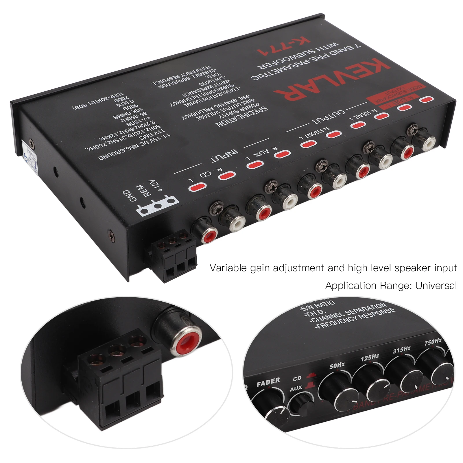 Audio Equalizer 7-Band Graphic for Car Stereo System