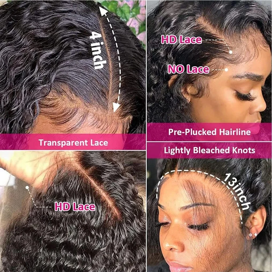 Wiggogo 40 Inch Human Hair 13X4 Deep Wave Frontal Wig 13X6 Curly Hd Lace Front Wigs Brazilian Water Wave 5x5 Hd Lace Closure Wig 5
