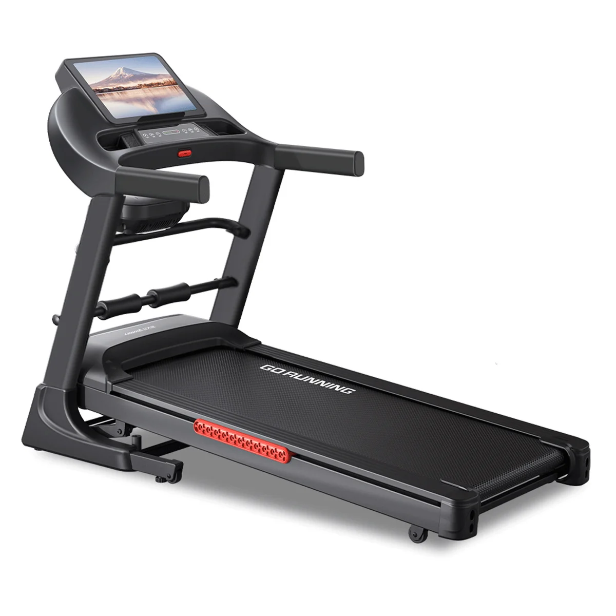 Mutifunctional Foldable Electric Treadmill Home Gym with LCD Screen, 67cm Running Belt, Bluetooth, 20 Levels Slope