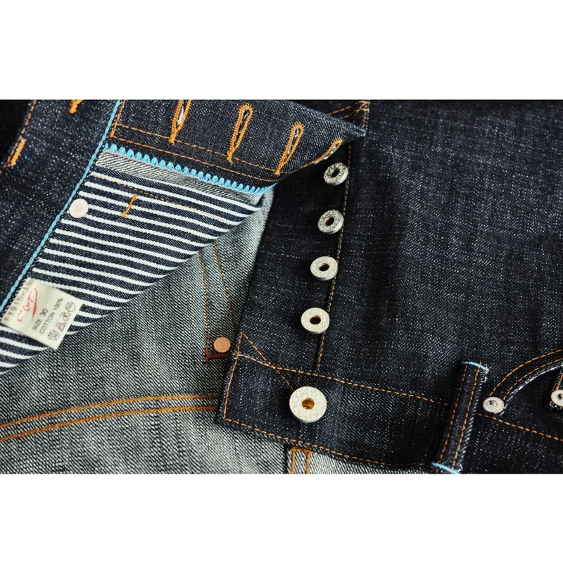 SAUCE ORIGIN Mens Jeans 925 Real Silver Buttons Jeans JAPAN BLUE Top Selvedge Denim Tapered Legsl  Handmade 16 Oz 2
