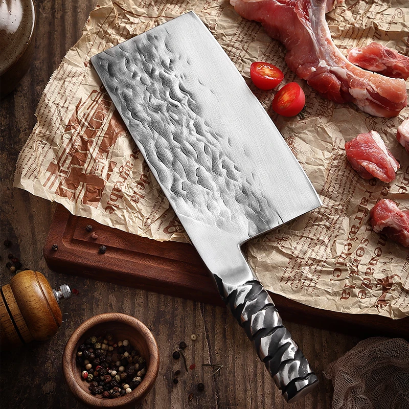 TJ POP Handmade 8 Inch Chinese Chopping Cleaver Knife 4Cr13
