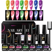 13PCS Reflective Glitter Magnetic Gel Set Fluorescent Green Semi Permanent Neon Glitter Gel Kit Nail Art  Varnsh Kit Supplies 1